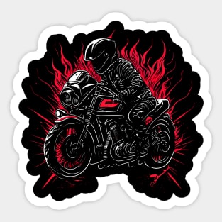 Lonely adventure riding a cafe racer bike Sticker